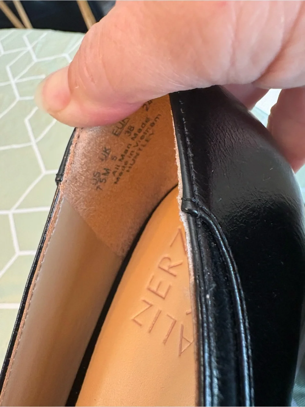 Naturalizer Black Square-Toe Leather Flats